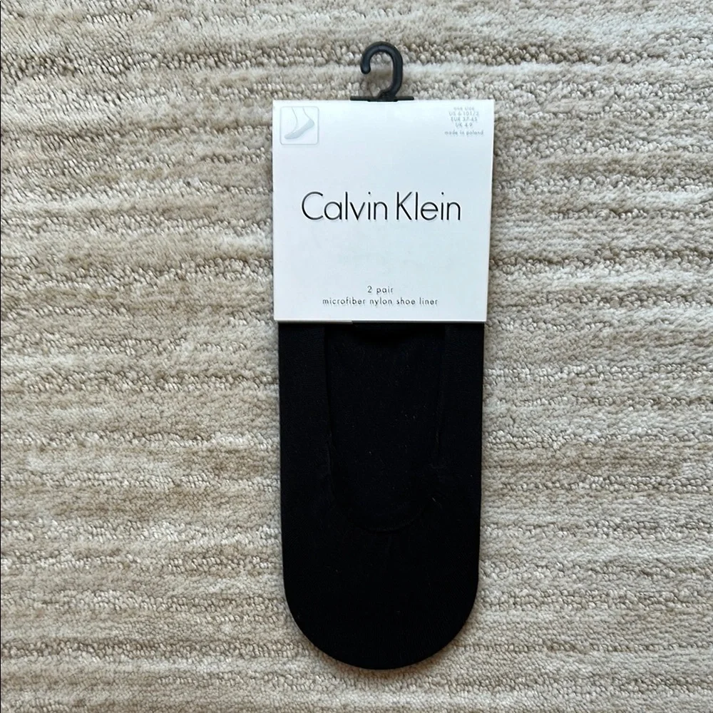 2 Pairs Calvin Klein Women’s Shoe Liners Microfiber Nylon Black Sock Liner